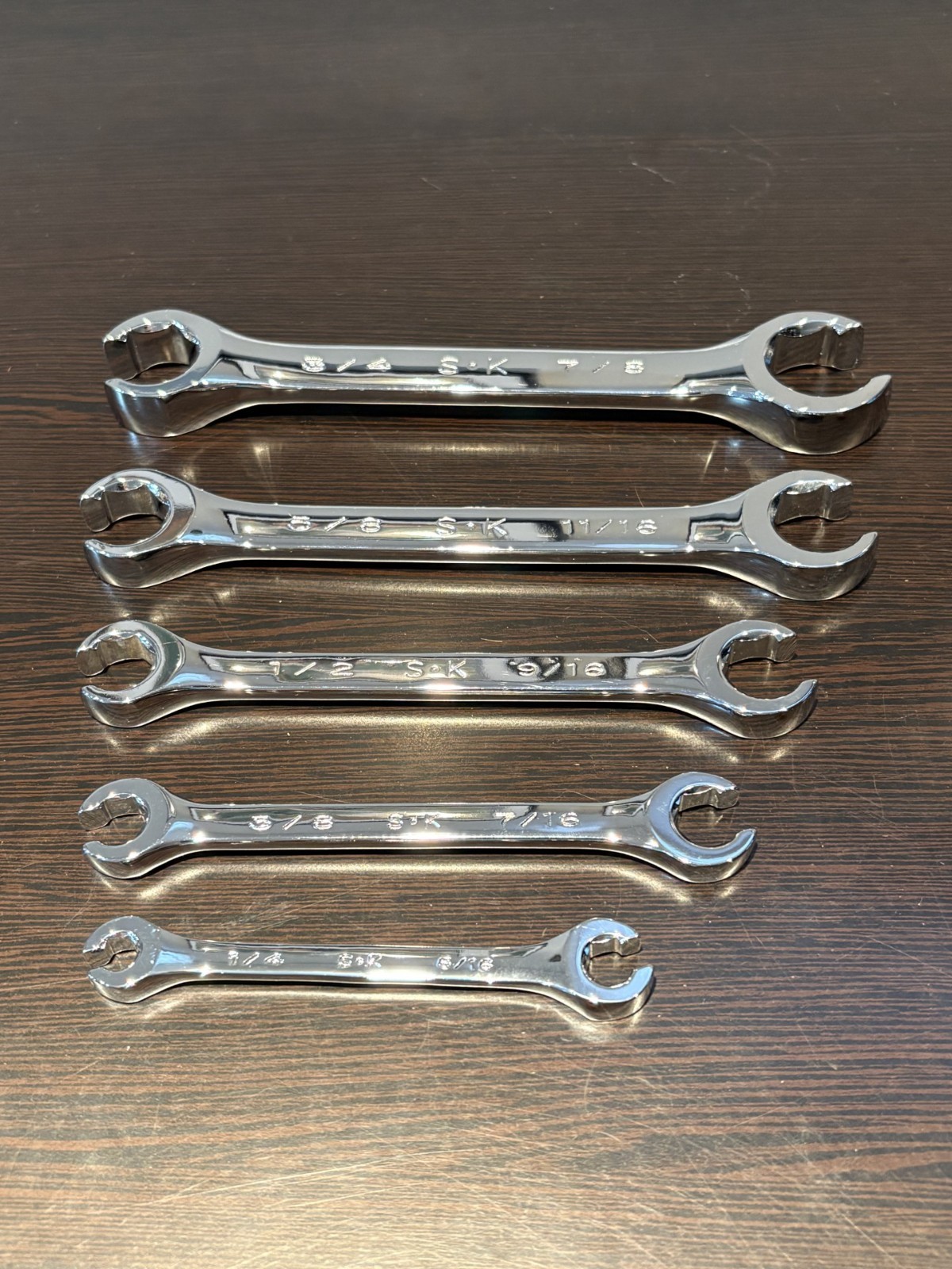 SK Tools 381 USA SAE 1/4-7/8 5pc Double Ended Flare Nut Wrench Set 6 Point Pouch
