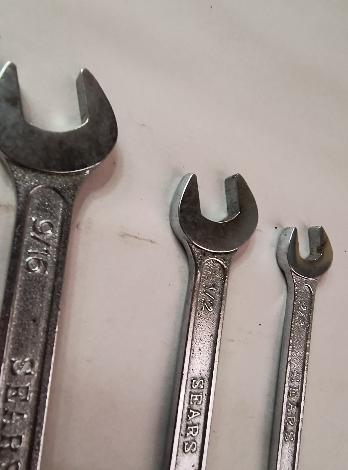 Vtg SEARS 4pc Open End Wrench Set Japan 11/16×3/4, 9/16×5/8, 1/2×9/16, 3/8×7/16