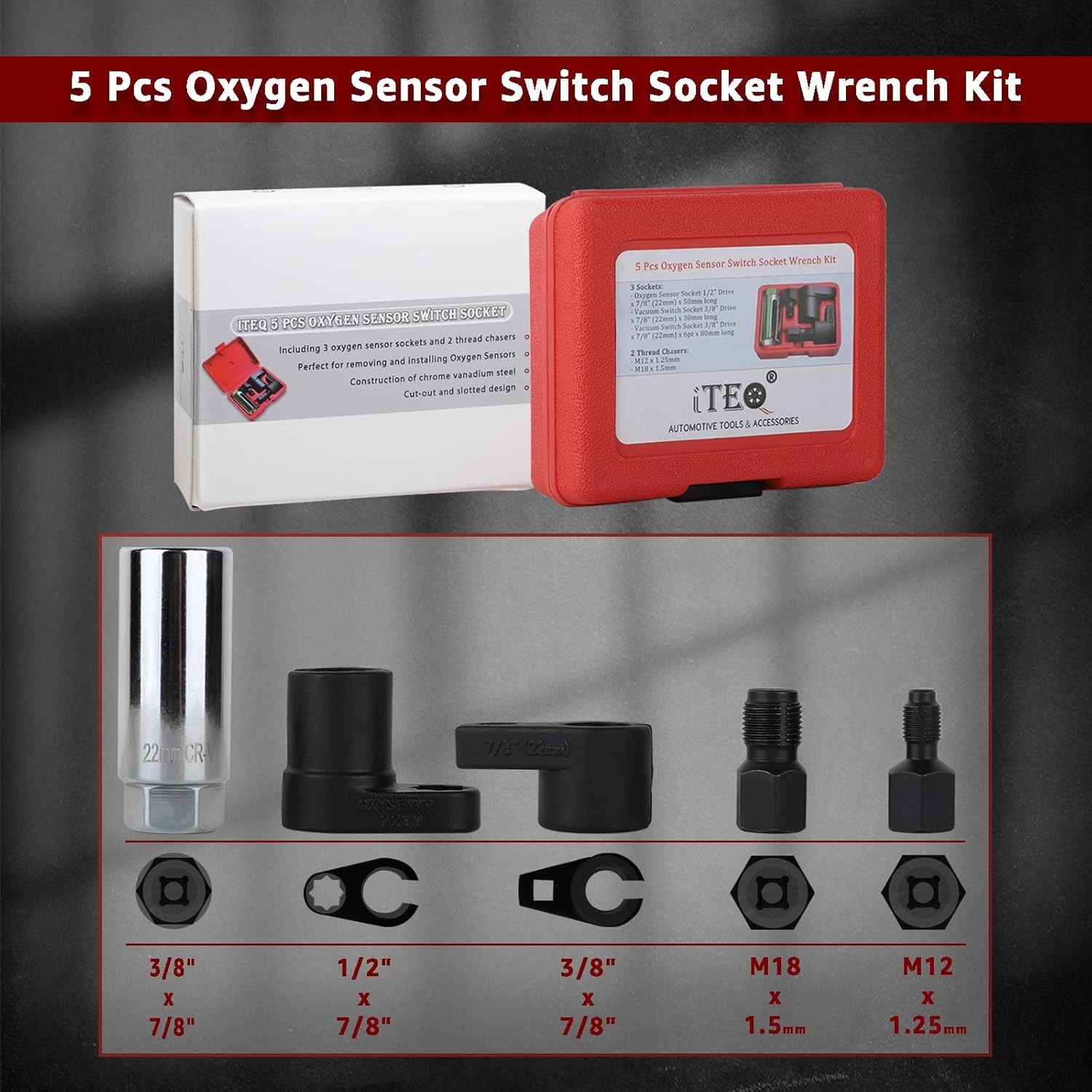 Juego Dados Para Sensor De Oxigeno Extractor Llaves Reparar Roscas 5pz