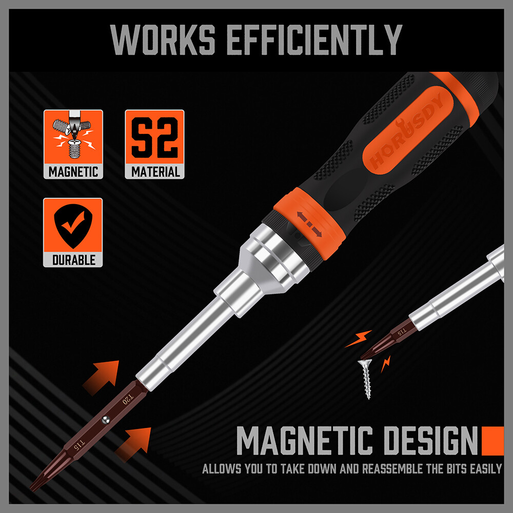18 in1 Magnetic Ratchet Screwdriver Set Security Bits Ball Lock Anti-Slip Handle
