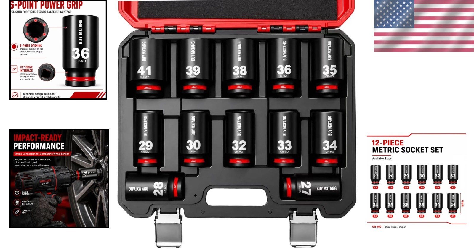 Versatile 12-Piece Cr-Mo Deep Impact Socket Set for Automotive & Construction