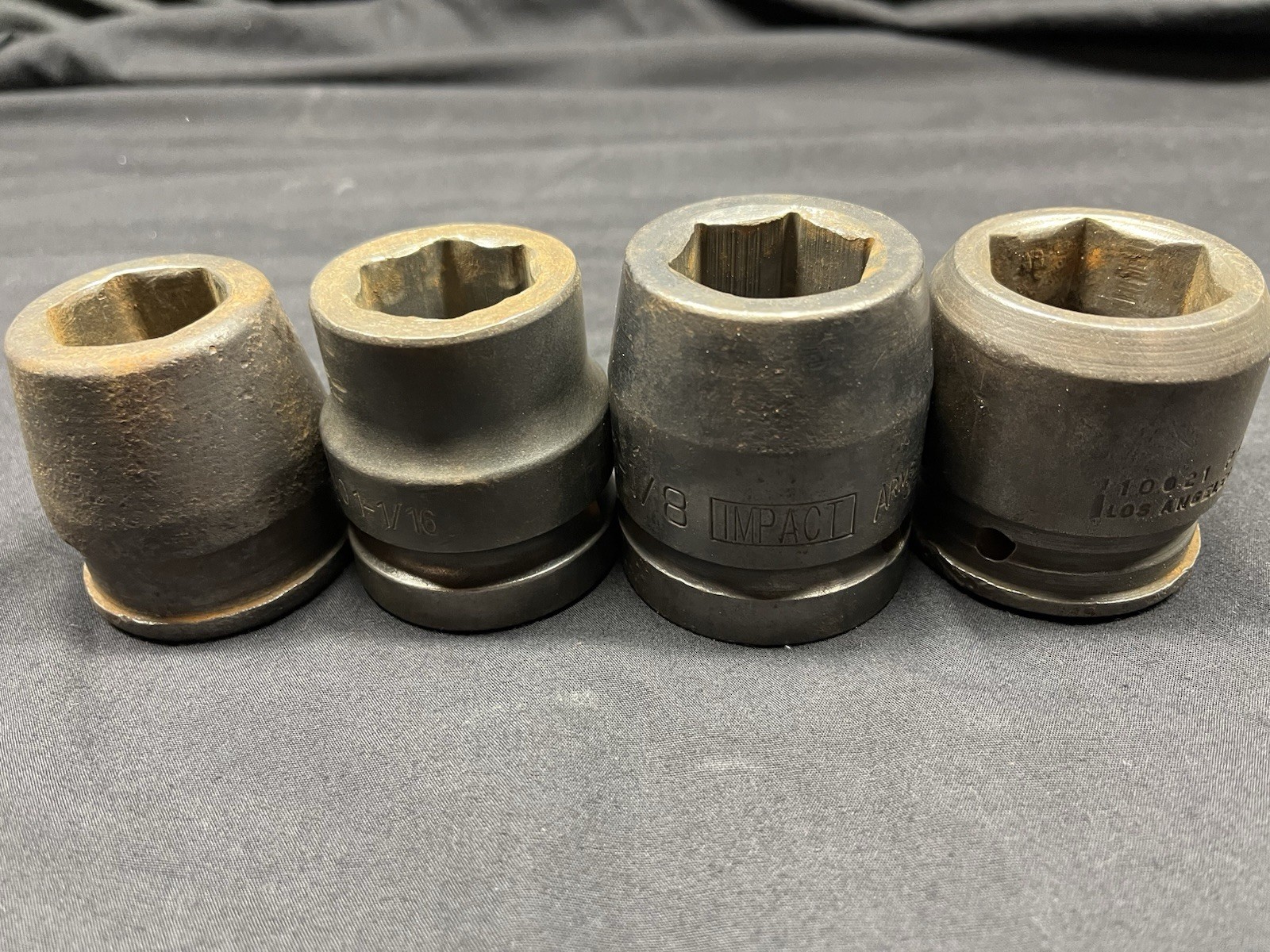 Various Large SAE Impact 6 Point 1” Drive Sockets -ARMSTRONG, Proto MISC.