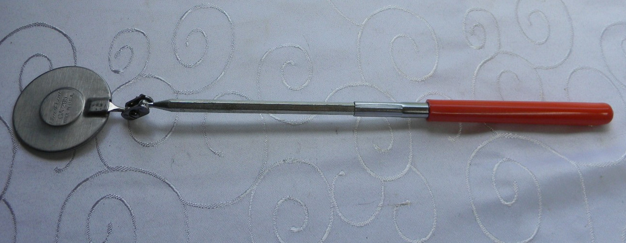 BLUE-POINT ORANGE VINYL GRIP 2-1/4″ ROUND TELESCOPING 14″ SHAFT MIRROR #GA295