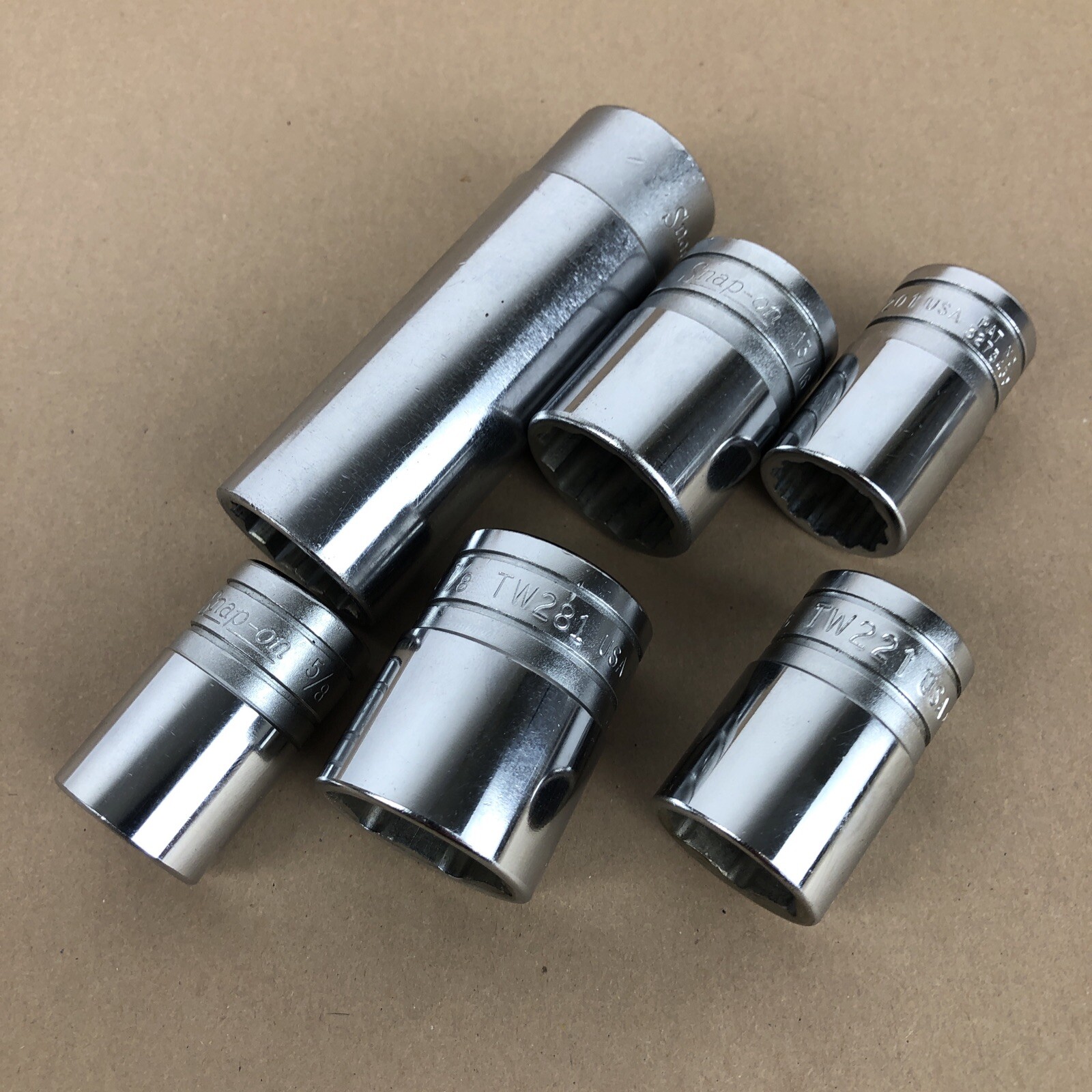 Snap On Tools 1/2” Drive 6pc Socket Lot SAE TW281 SW261 SVS261 TW221 SW201 TW201