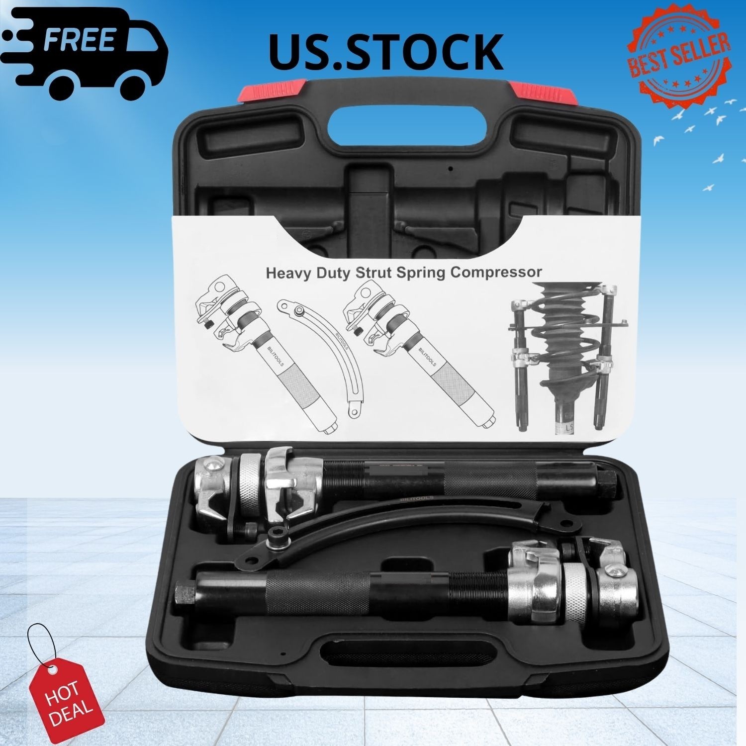 2pc Coil Spring Compressor Set Heavy Duty 2645LB Max Load