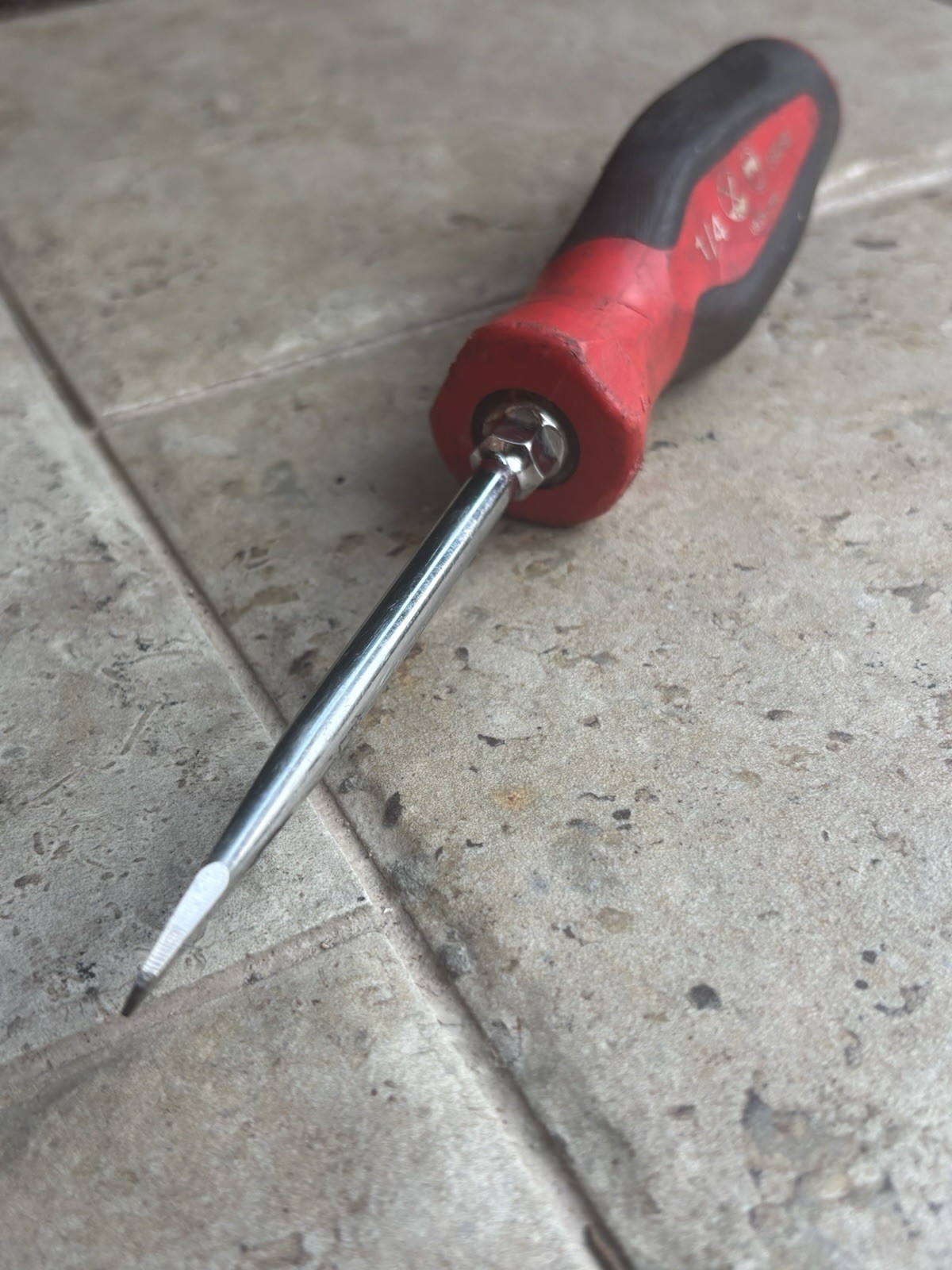 Snap-on SGD4B 1/4″⭐️Red/Black Soft Grip Flat/Slotted Screwdriver USA⭐️D542620⭐️