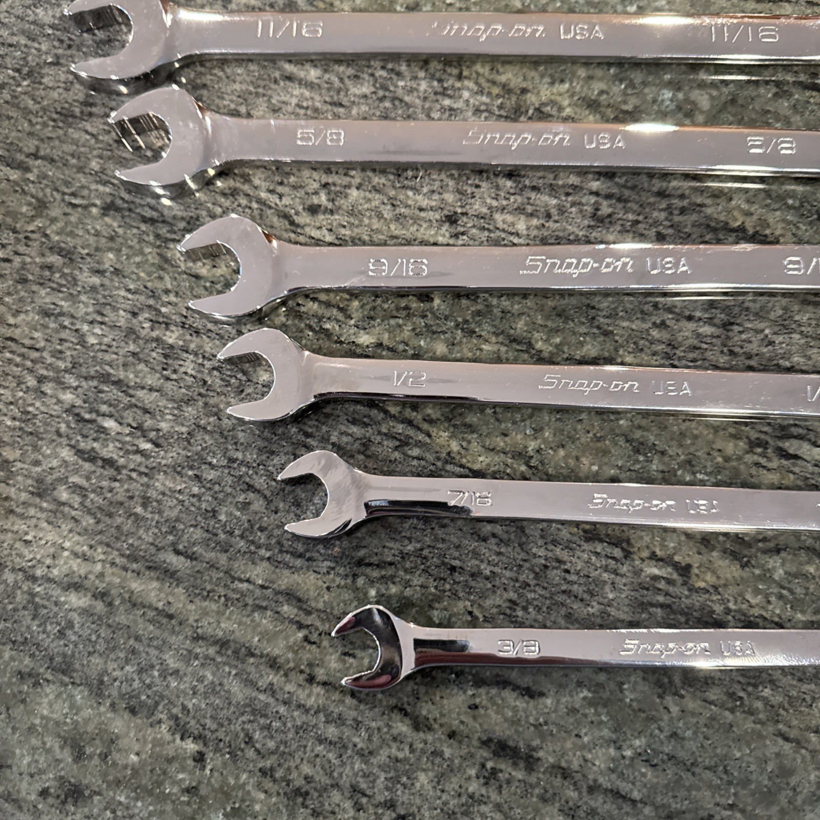 snap on soex707 7 pc 12 point sae flank drive plus combination wrench set new