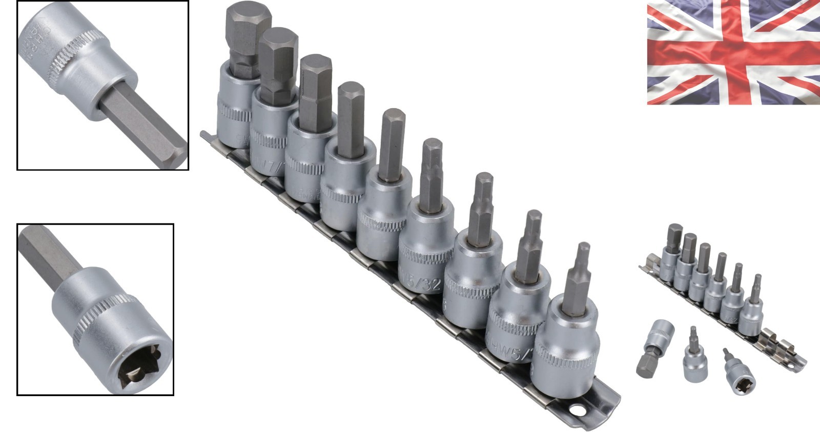 Versatile 5-Piece Allen Hex Key Set – 3/8 Inch Drive Size Range 1/8″ to 1/2″