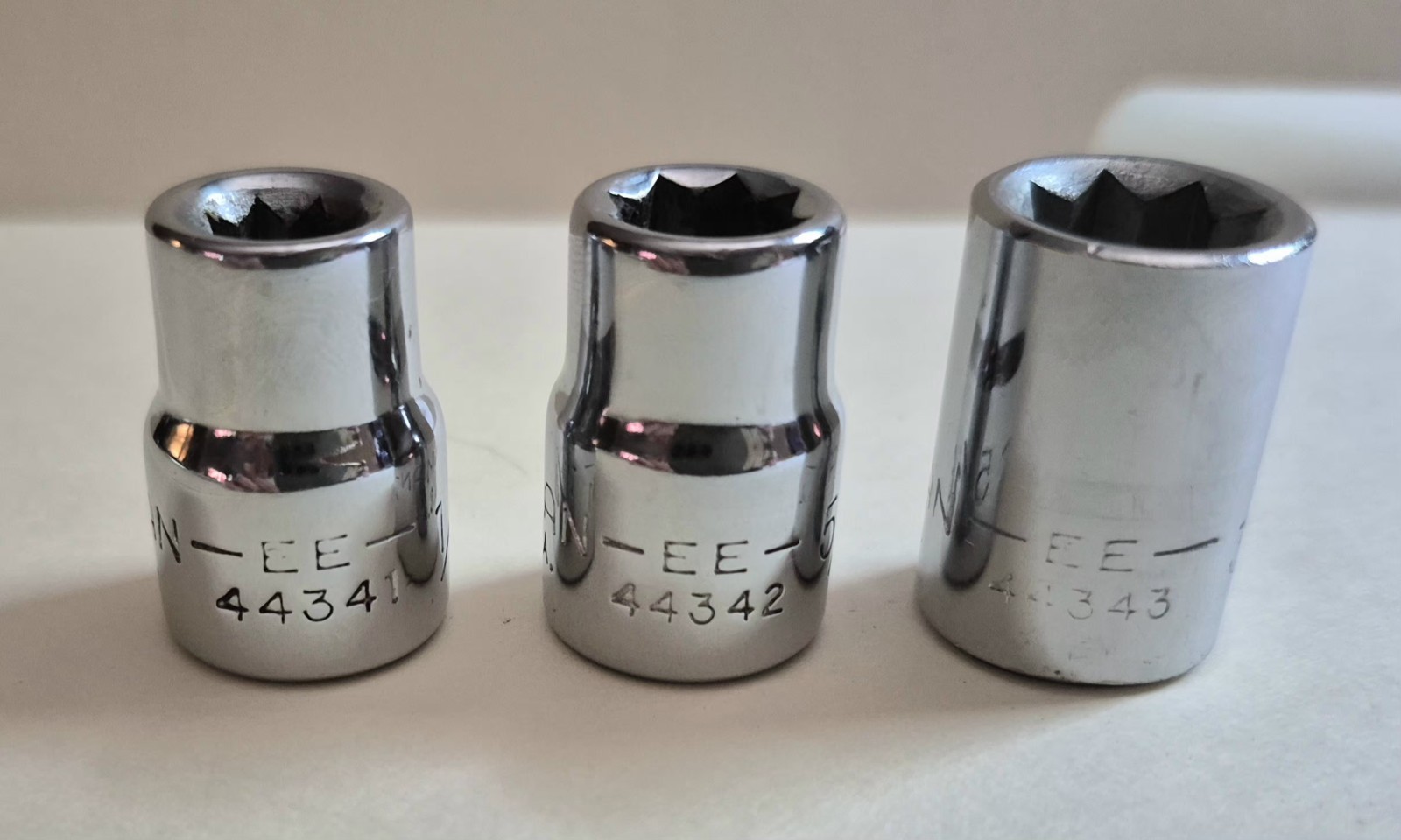 3 Piece Craftsman USA EE 8 Point Shallow Sockets 3/8″ Drive 1/4″ 5/16″ 3/8″