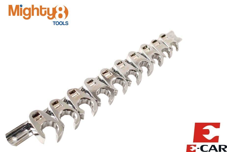 E-CAR Taiwan 10pc 3/8″ Dr 12PT Crowfoot Wrench:10-11-12-13-14-15-16-17-18-19mm