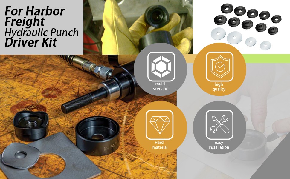 Dimple Die Set&Steel Backing Discs Fit Harbor Freight Hydraulic Punch Driver Kit