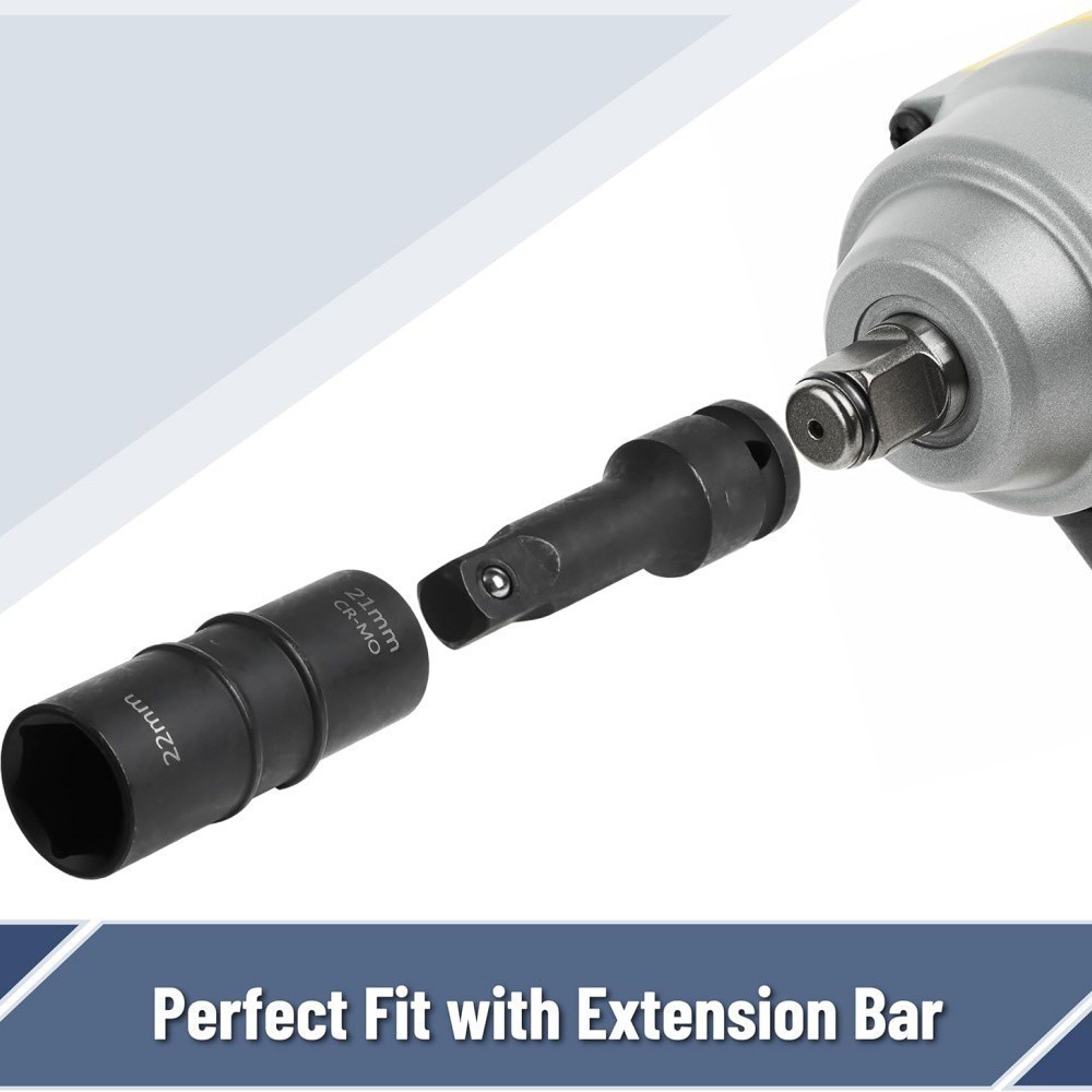 5PCS 1/2″ THIN WALL FLIP IMPACT SOCKET SET FOR AUTO RIMS TIRES LUG NUTS USA