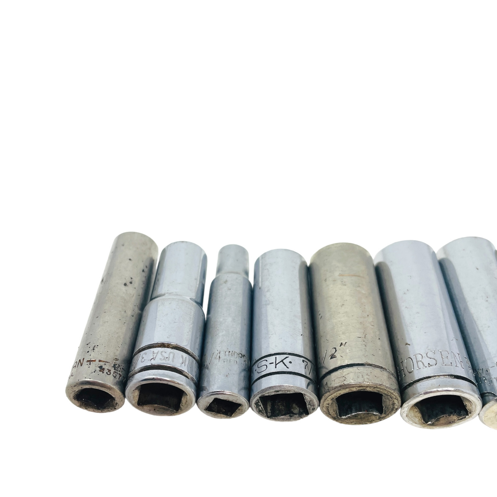 10 Pcs Craftsman, SK and Assorted 43577, 3/8, 1/2, 3/8 in Drive Deep Socket Set