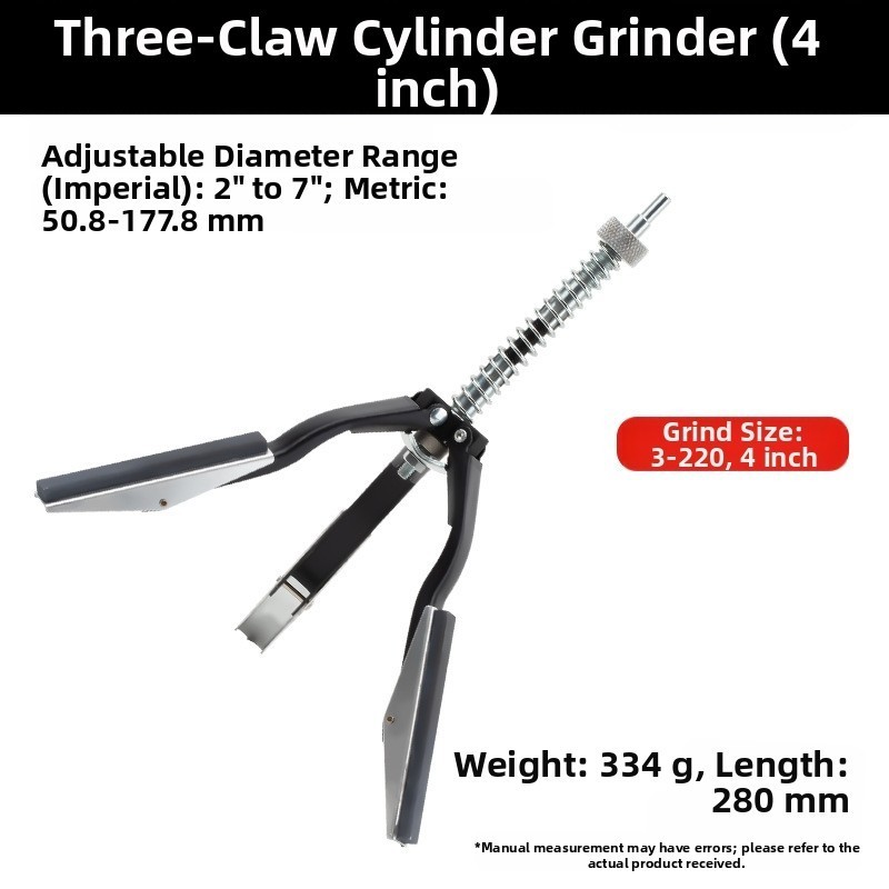 Cylinder Hone Tool With Three Jaw Adjustable Diameter And Multiple Grit Sizes
