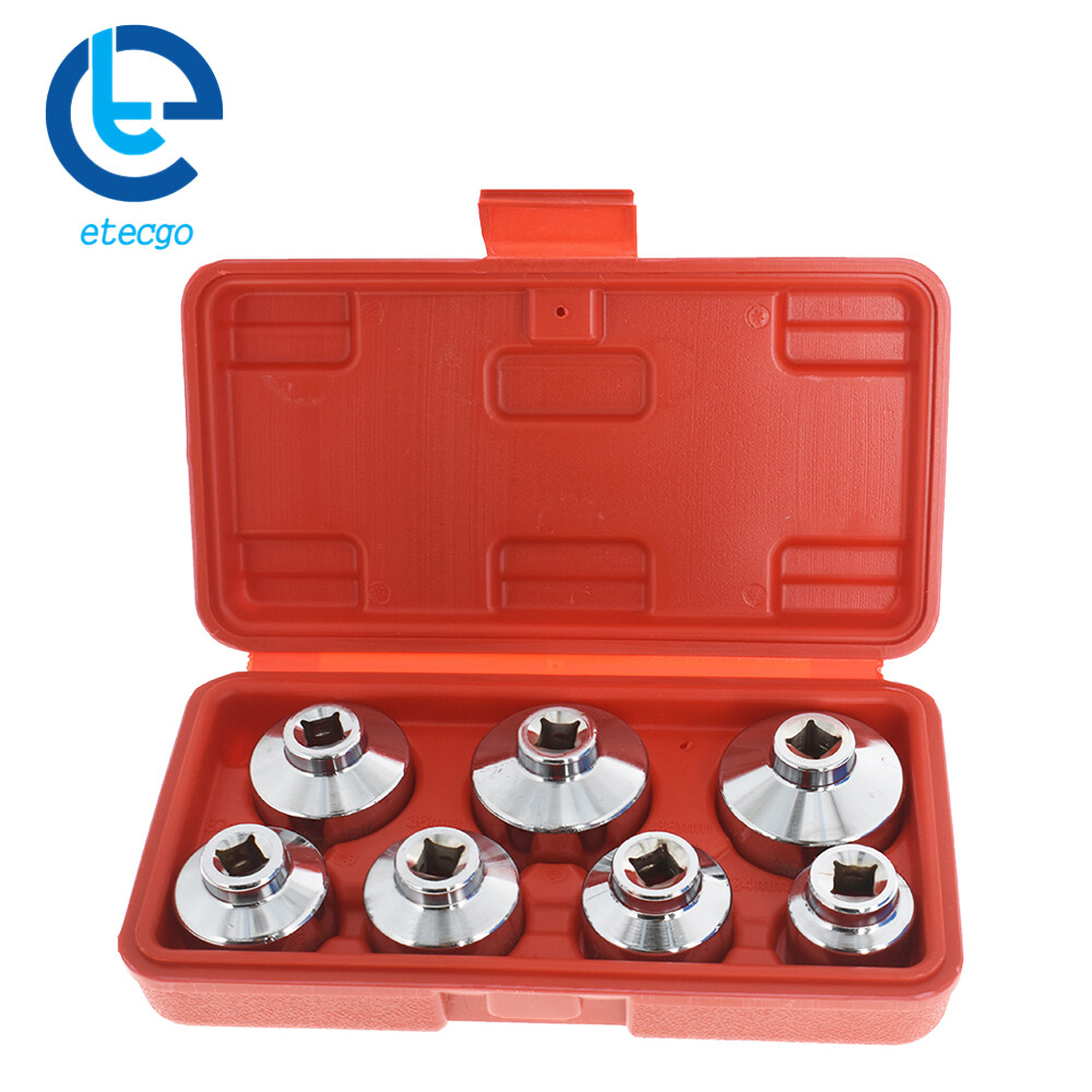 7Pcs Socket Set Tool Kit w/ Box Paper Cartridge Housing Oil Filter Cap Wrench