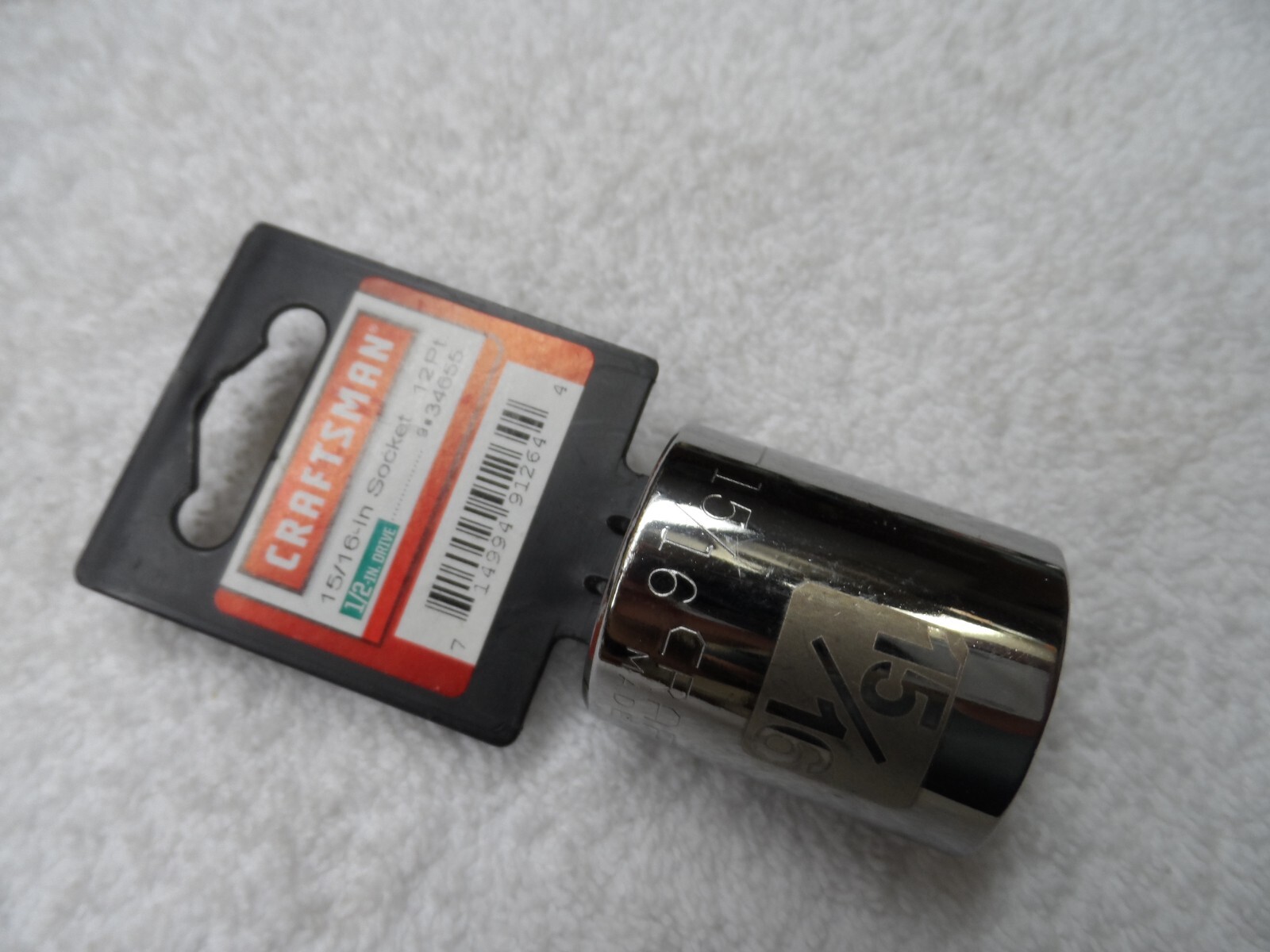 Craftsman 1/2″ Drive Standard SAE Socket, 15/16″ laser 12 pt USA NIP- PN 34655