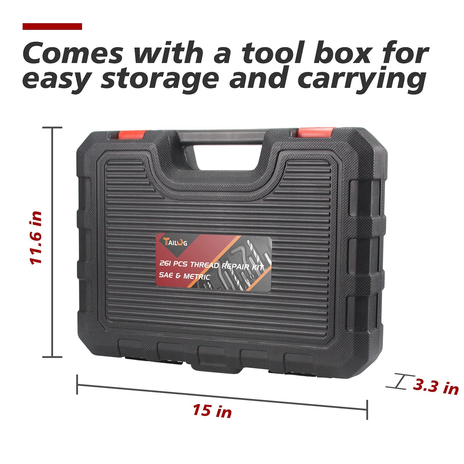 Thread Repair Kit, 261-Piece HSS Drill Helicoil 261 PCS SAE & Metric