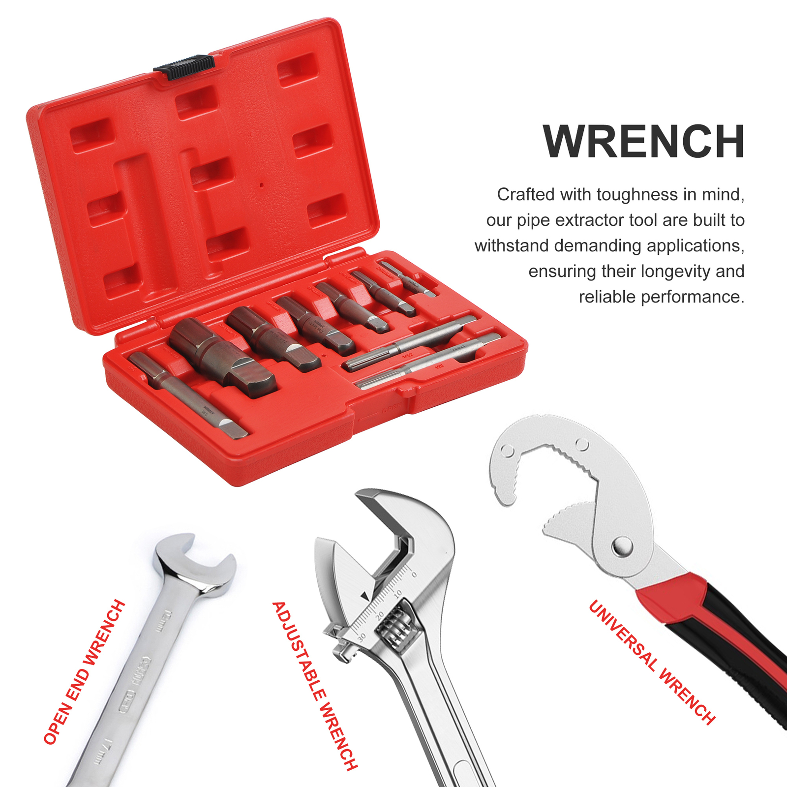 9pcs Pipe Extractor Set, 1/8 to 1 Inch, Broken Pipe Extractors for Damaged Ends