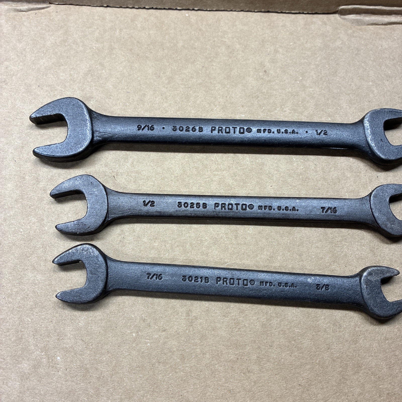 Proto Professional Wrench 3021b,3025b,3026b Black 7/16×3/8,1/2×7/16,1/2×9/16USA