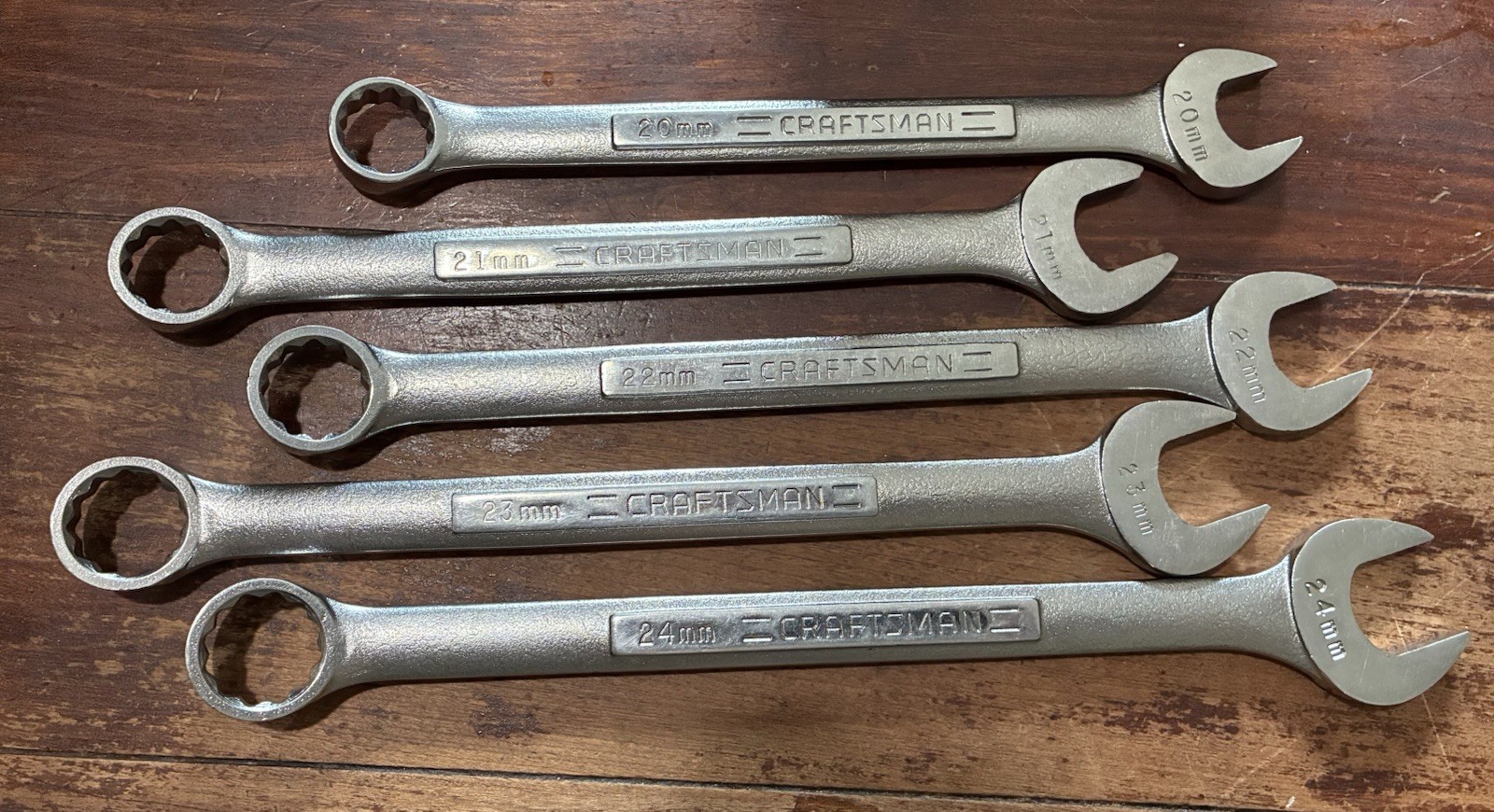 Craftsman Tools USA 5pc 20mm-24mm Large Metric Combination Wrench Set Used