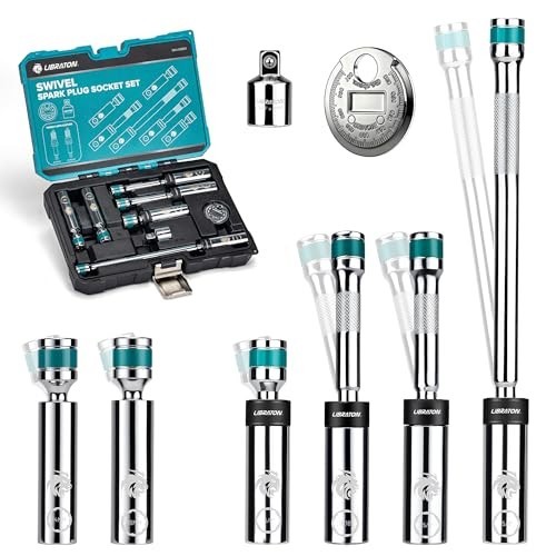 8PCS Magnetic Spark Plug Socket Set 3/8″ Drive, Swivel Head, Thin Wall, Auto Rep