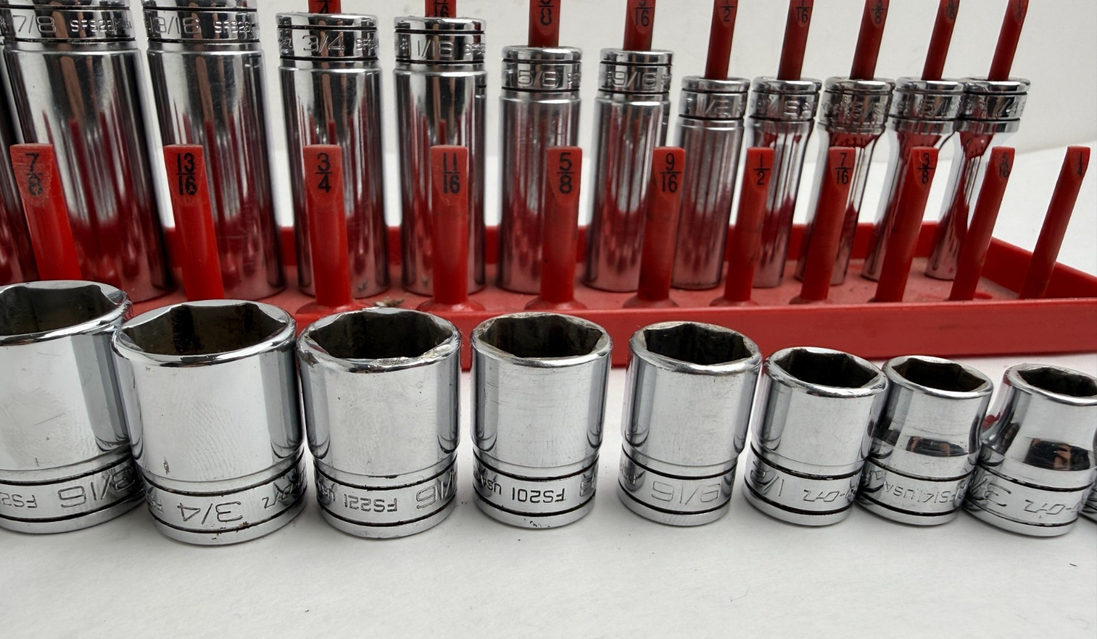 Snap-on Tools USA 24pc 3/8″ Drive SAE Chrome 6pt Shallow & Deep Socket Set
