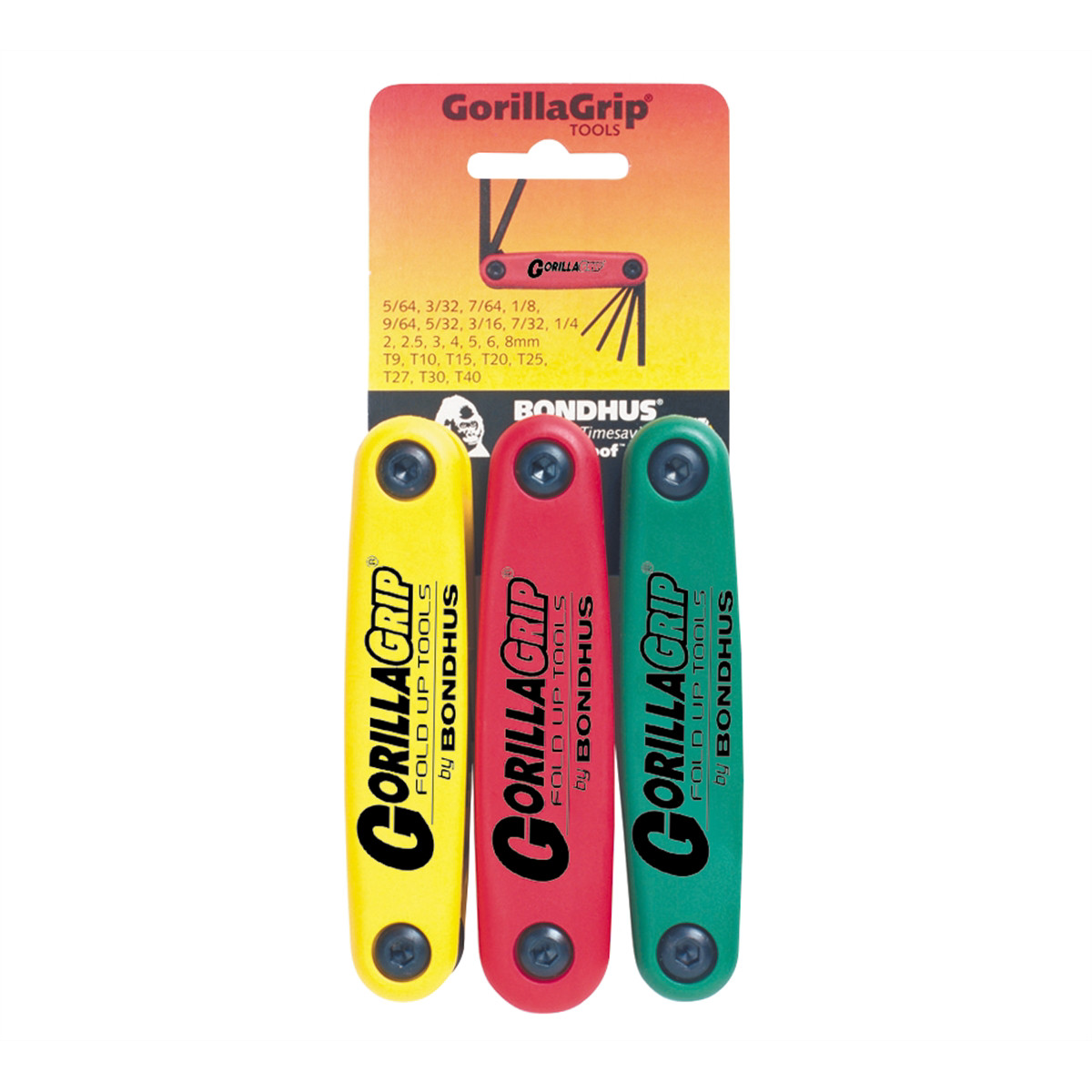 Bondhus 12533 GorillaGrip Hex & Star Fold-up Hex Wrenches – 3pk