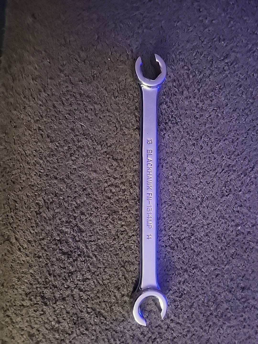 13mmX14mm FLARE NUT WRENCH, POLISHED CHROME FINISH, USA, BLACKHAWK FN-1314MP