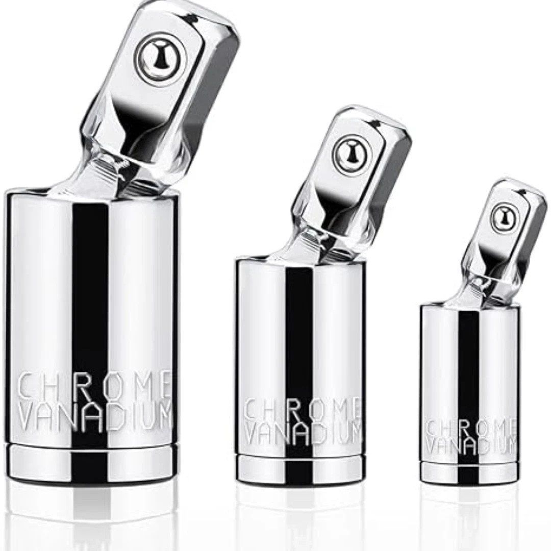 3PCS Impact Universal Joint Swivel Socket Adapter Set 1/4″ 3/8” 1/2″ Drive 360°