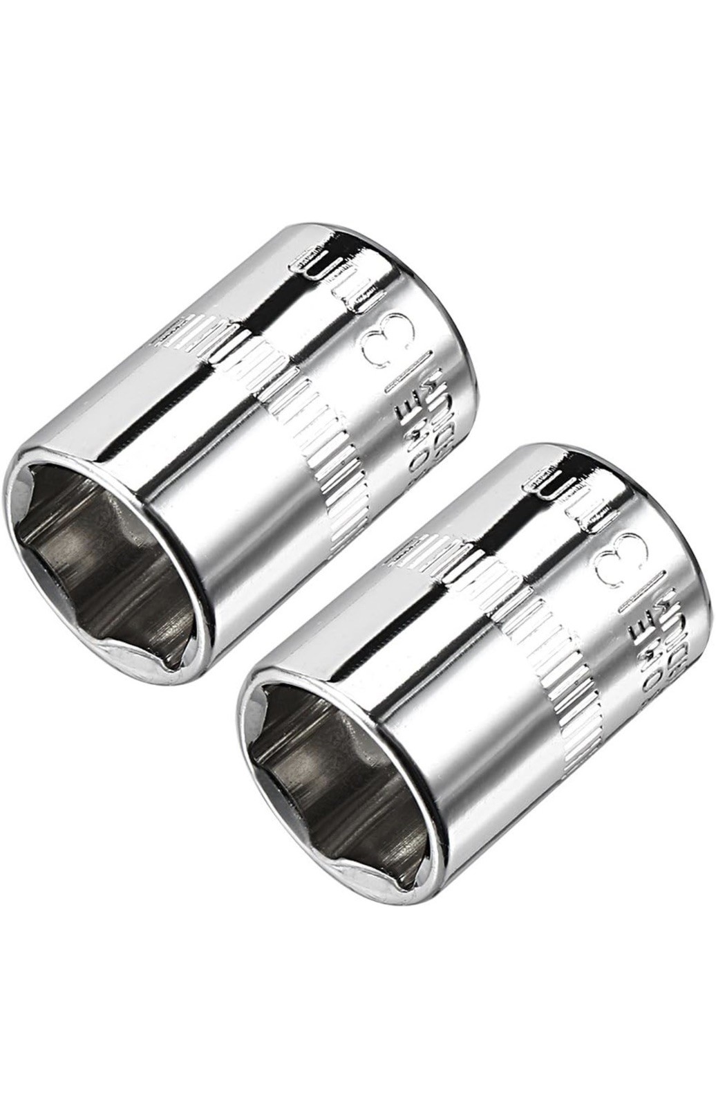 2pcs 1/4-Inch Drive 13mm 6-Point Shallow Socket Metric Cr-V