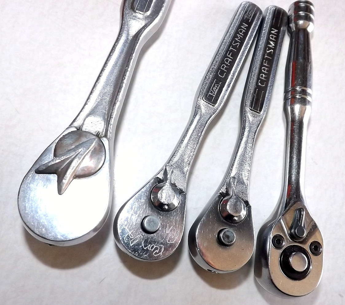 4 LOT- 2 CRAFTSMAN #43185 -V- 1/4″ Dr- 7″ 3/8″ Dr =V= + ONE 5.5 UNMARKED RATCHET