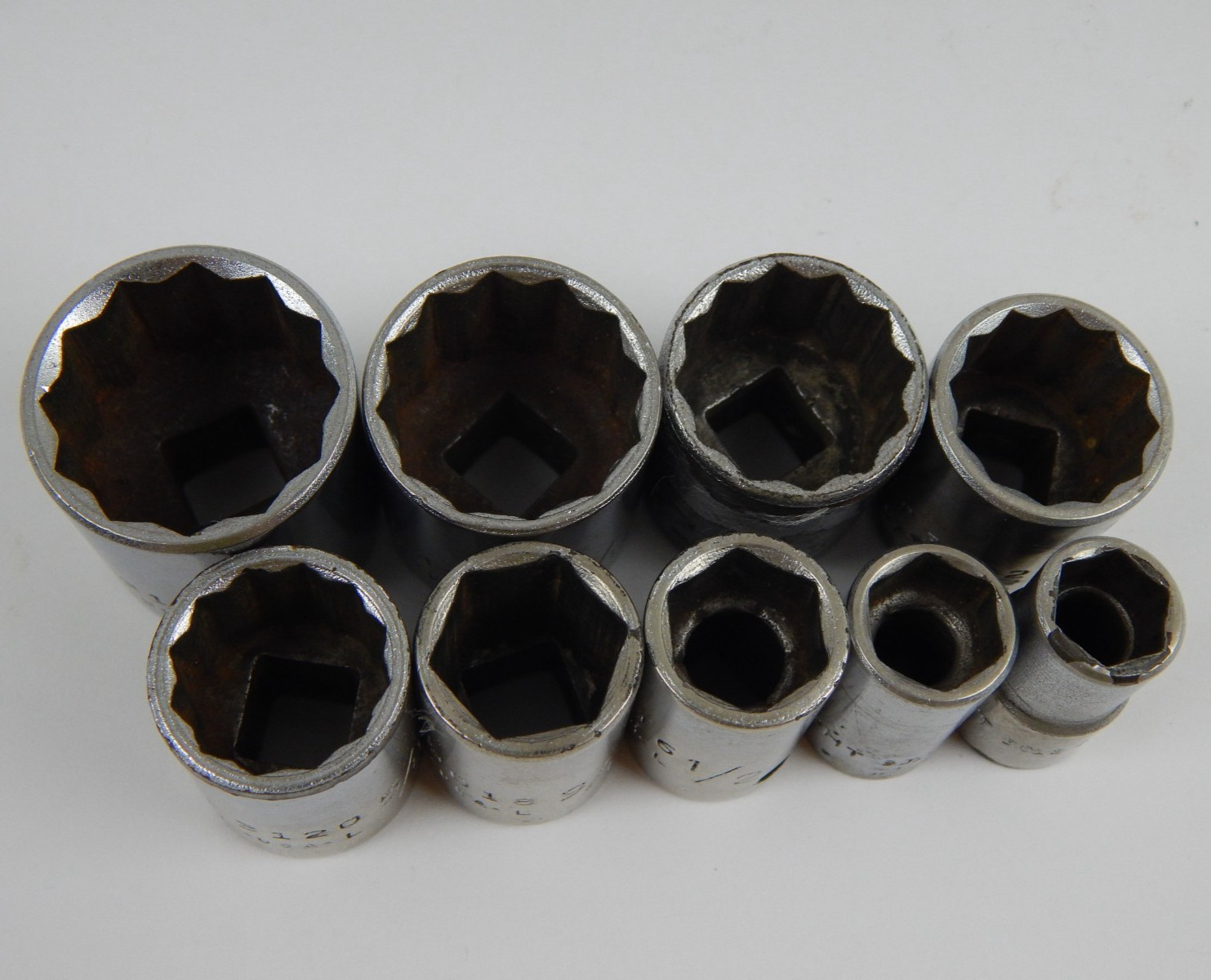 Vintage Wright Tools 3/8” Drive Shallow SAE Sockets 3/8″ to 7/8″ 3012 to 3128
