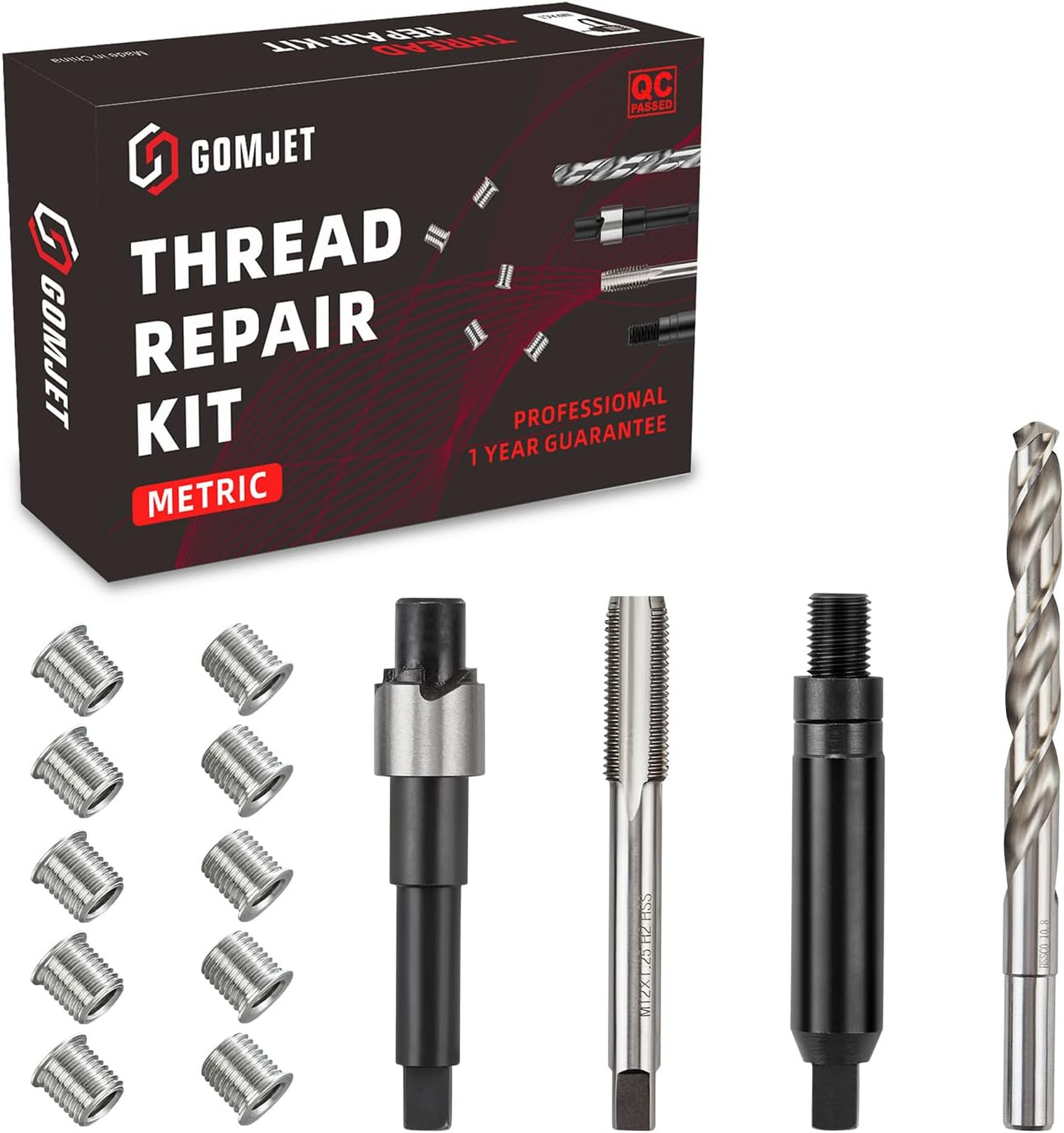 M10X1.25 Metric Thread Repair Kit Stainless Steel Inserts 14MM Length Auto