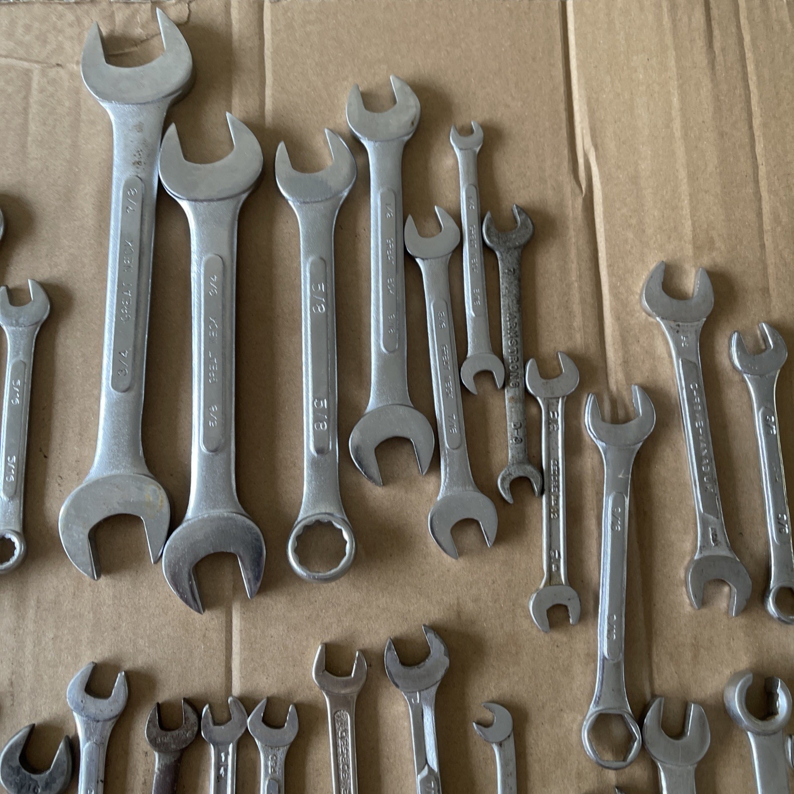Lot of 120 + Mixed Vintage Combination & Open Box End Wrenches Sockets Tools