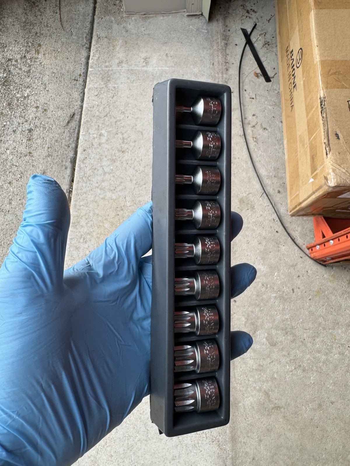 Blue Point BLPXZNM389 9pc 3/8″ Drive Triple Square Bit Stubby Socket Driver Set