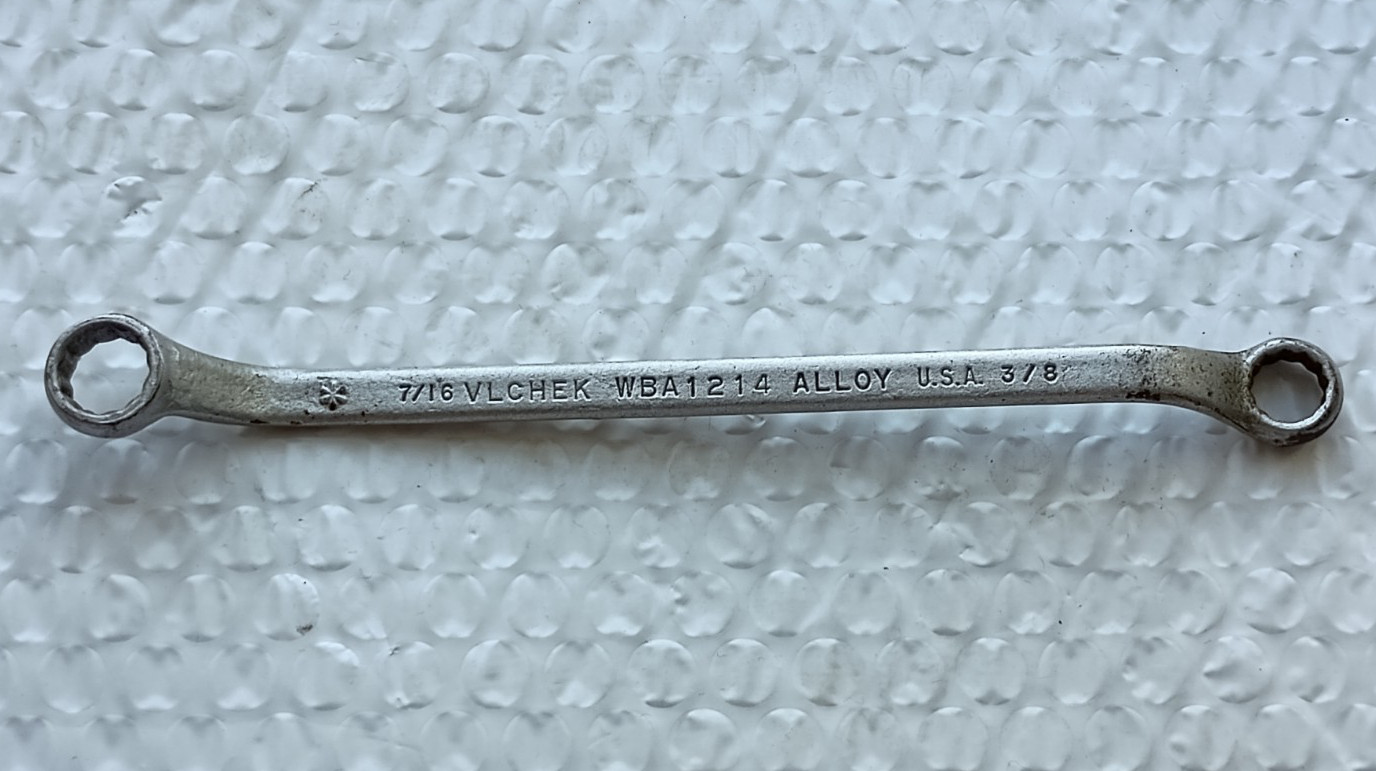 VLCHEK TOOLS WBA1214, 3/8″ x 7/16″ DOUBLE BOX WRENCH, 7.25″ LONG, 12 POINT *USA