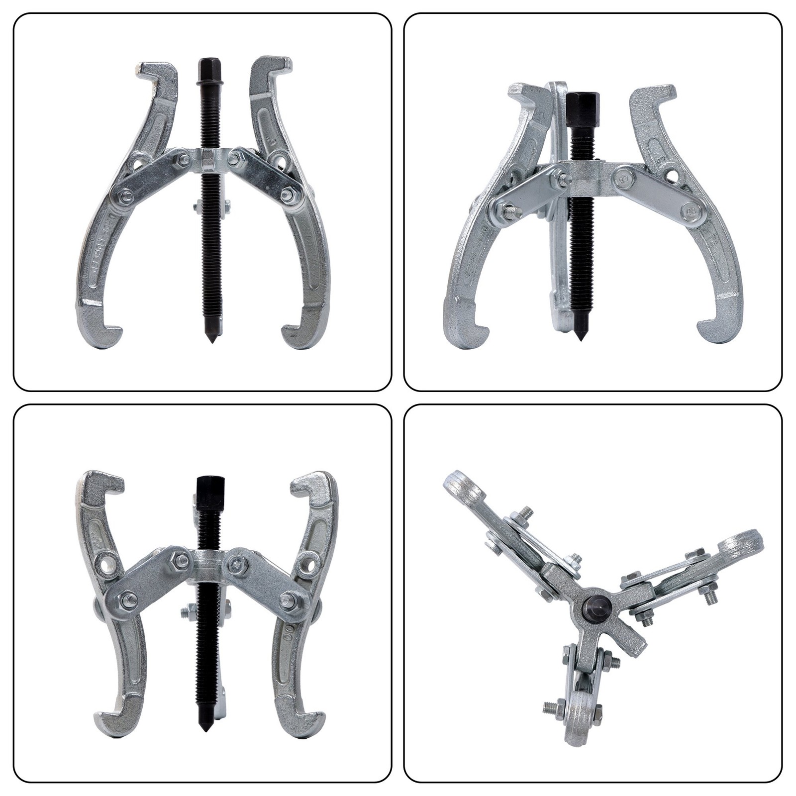 4 Pieces Gear Puller Three Jaw Set Gear Bearing Race Pull Tool Kit 3″ 4″ 6″ 8″