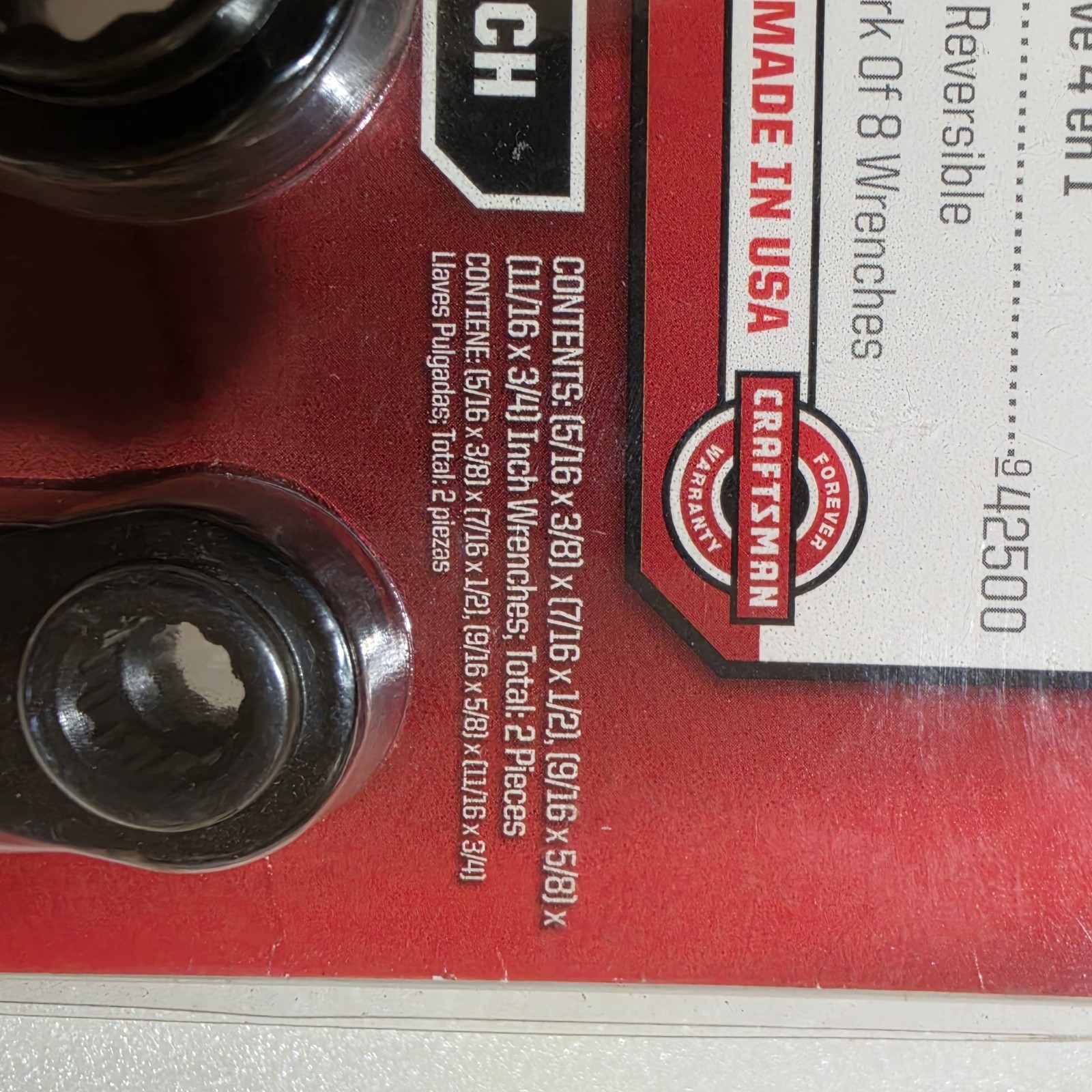 Craftsman USA 4 In One Wrench Set. #42501. 12 Pt, 2 Wrenches 8 SAE Sizes. NOS. A