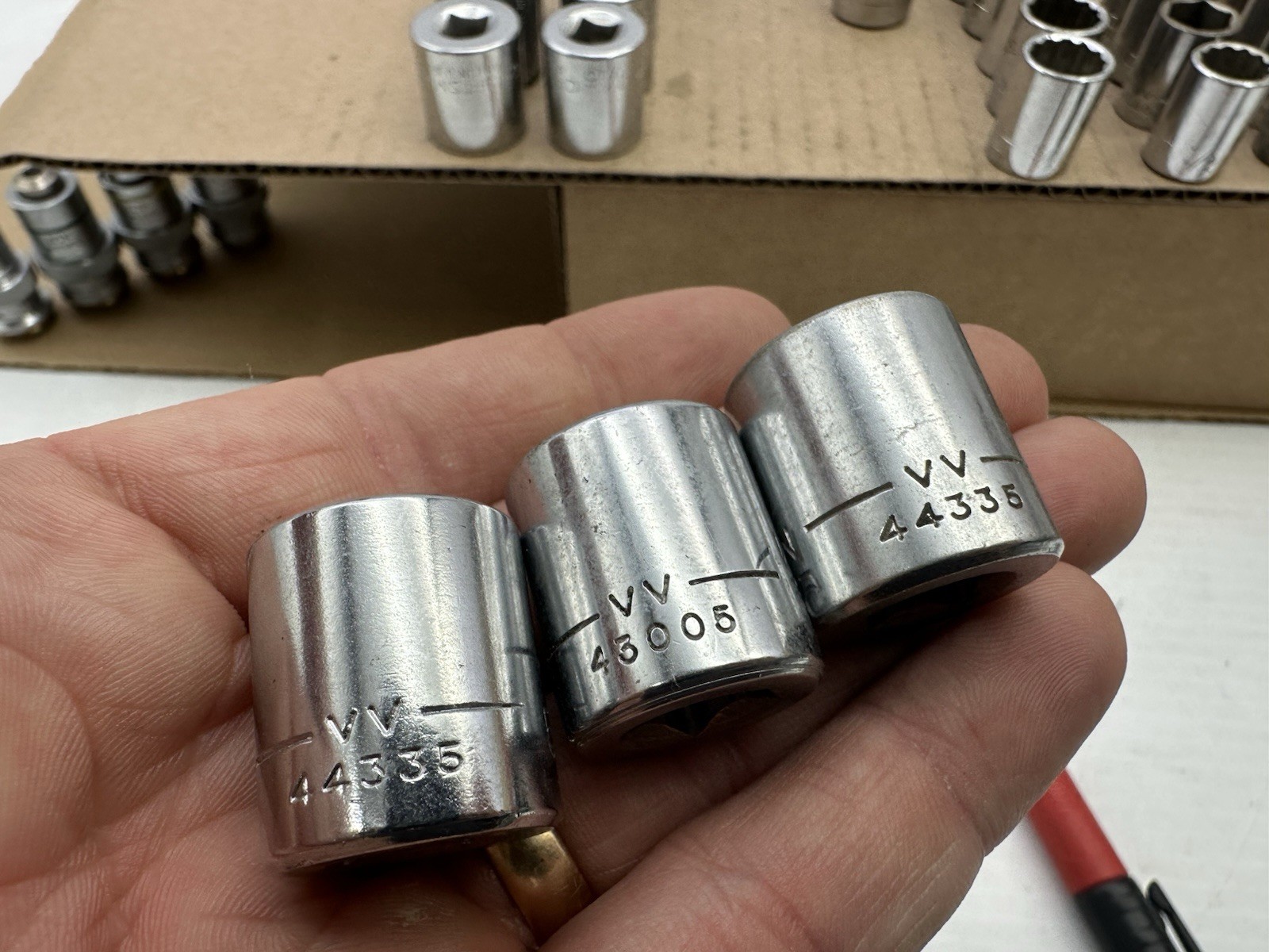 Vintage Craftman VV 49pc Set SAE 3/8″ Dr 12/6 Pt Socket Lot – 3/8-3/4” Vtg USA