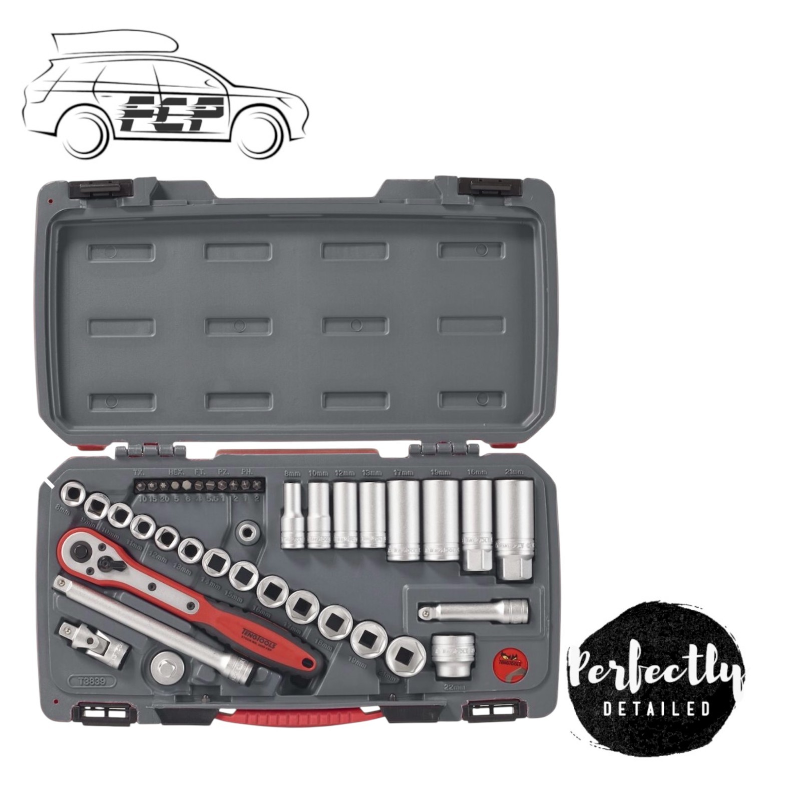 Teng Tools Mecca Pro 39 Pce 3/8 Drive Socket Ratchet Extension Tool Set Case