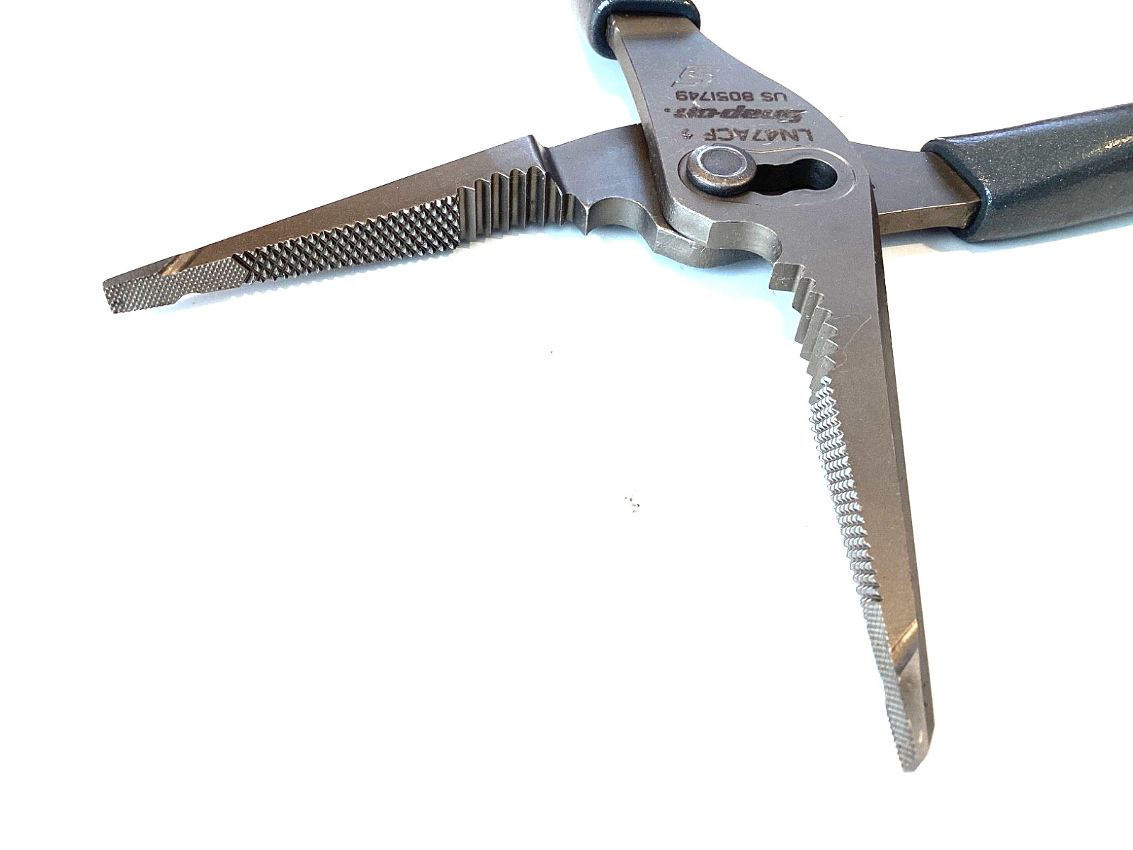 Snap on Tools LN47ACF NEW 9” Titanium Gray Soft Grip Long Nose Slip Joint Pliers