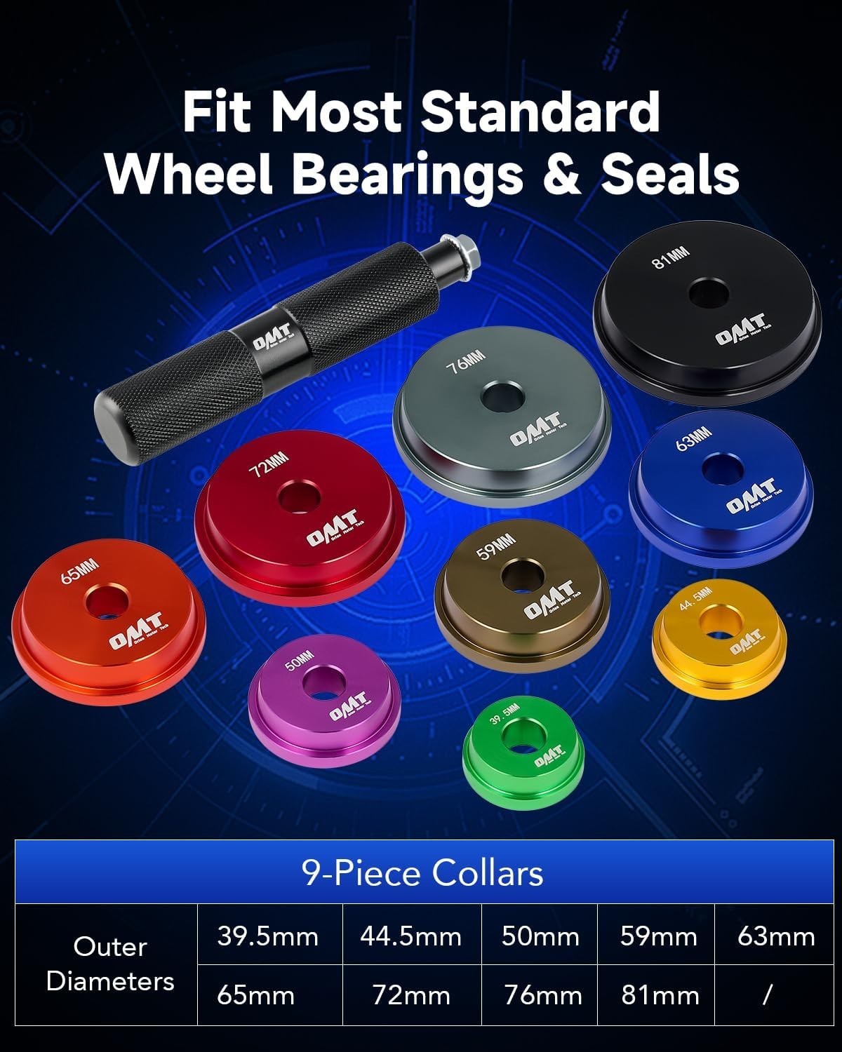 10pc Bearing Race and Seal Driver Set with Adapters for Bearing Installation