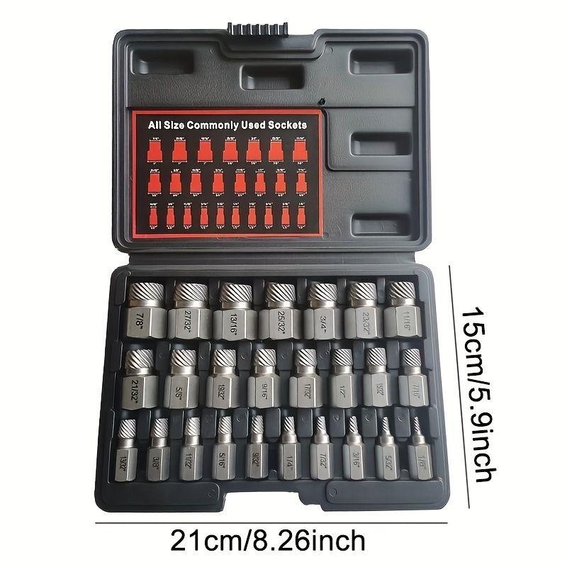 25 piece screw extractor tool set, hexagonal multi rack easy to remove bolt tool