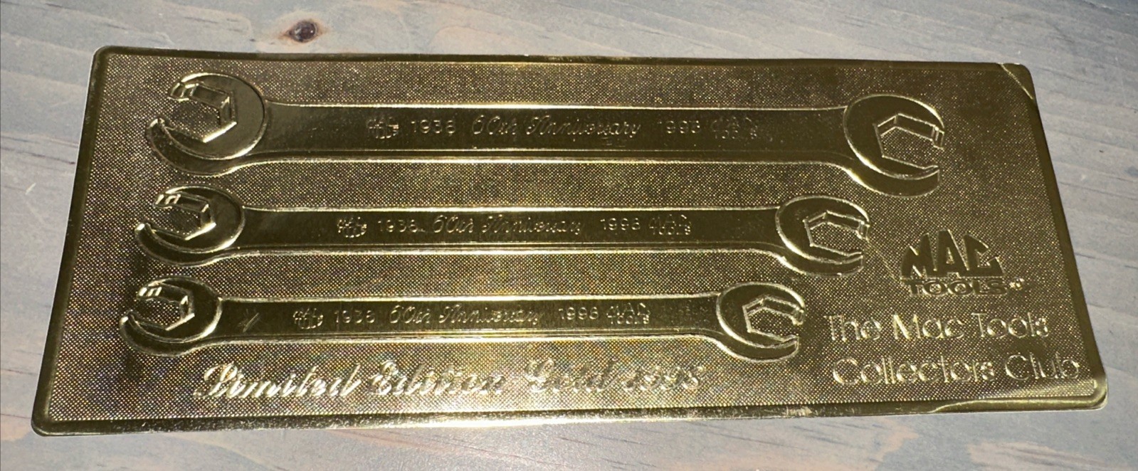 Mac Tools 60th Anniv Ltd Ed 24kt Gold Plated Hexagonal Flare Nut Wrench Set