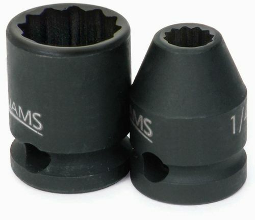 3/8″ Drive Shallow Impact Sockets,12 Point, SAE,Black Industrial Finish,Williams