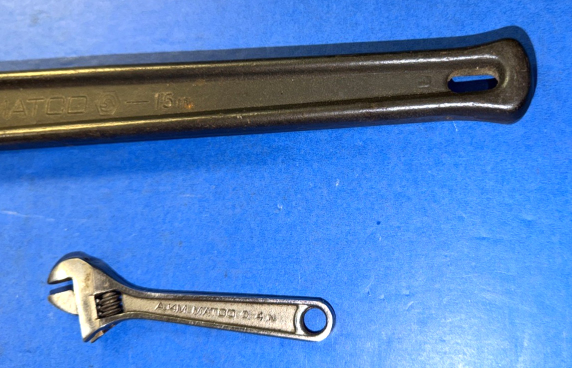 MATCO TOOLS 2 PIECE ADJUSTABLE CRESCENT STYLE WRENCHES 4 AND 15 INCHES