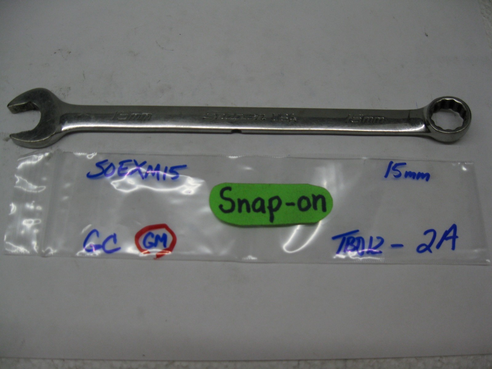 Snap-on tools SOEXM15 15mm 12 Point Metric combination Wrench USA Lot#TBD12-2A