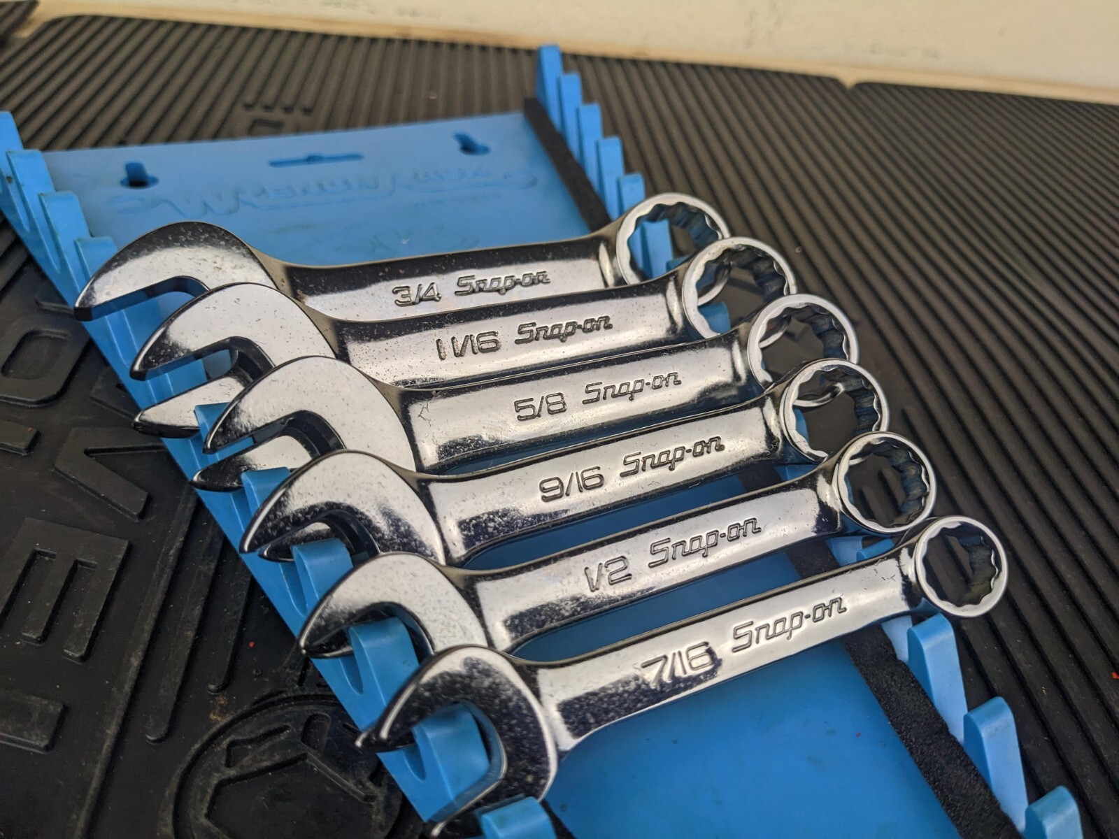 #az555 Snap-On 12 Pt 6 Piece 7/16″-3/4″ Midget Combination Wrench Set OXI706B