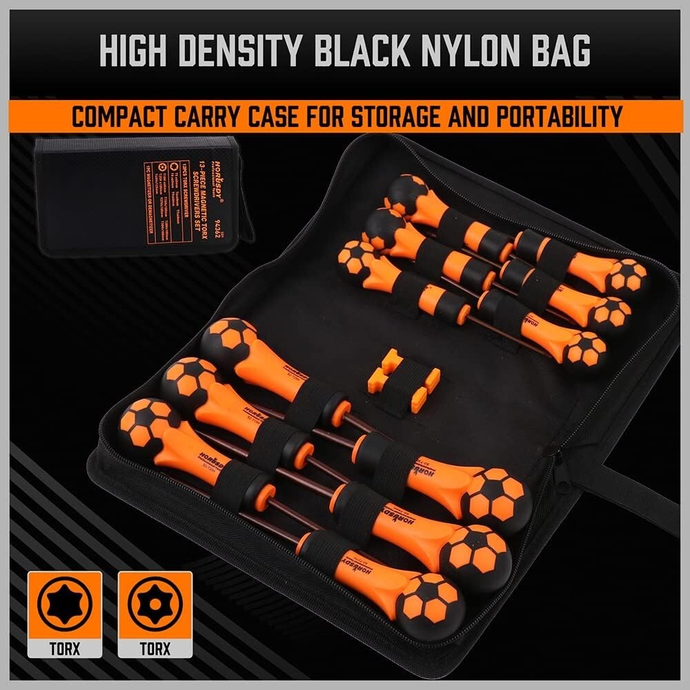 Versatile 13-Piece Torx Screwdriver Set: Tamper-Resistant with Anti-Skid Handles