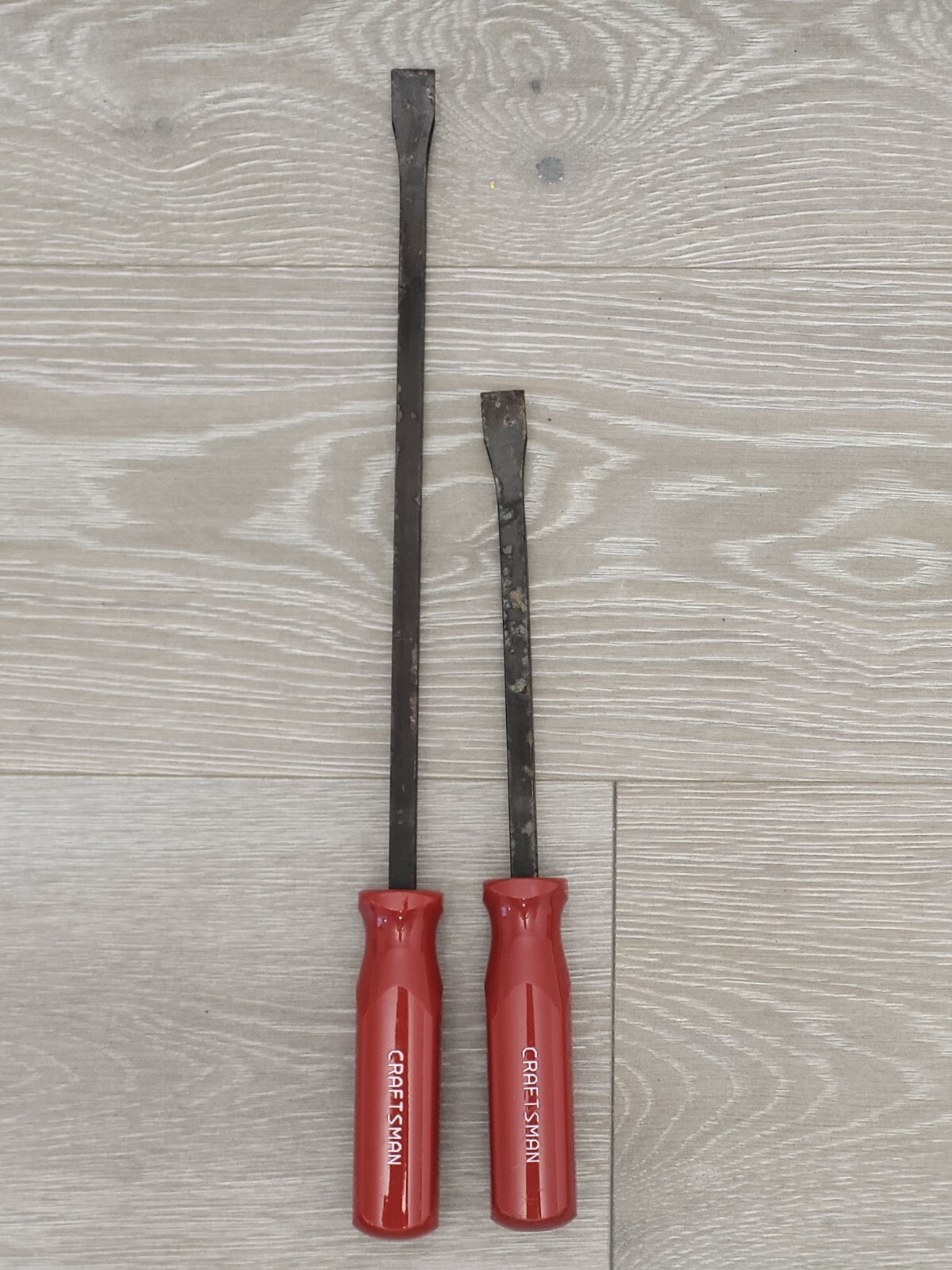 Vtg CRAFTSMAN 43275 12″ & 43276 17″ PRY BAR SET RED HANDLE #CV11